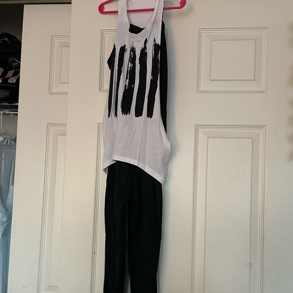 Black white hip hop dance costume